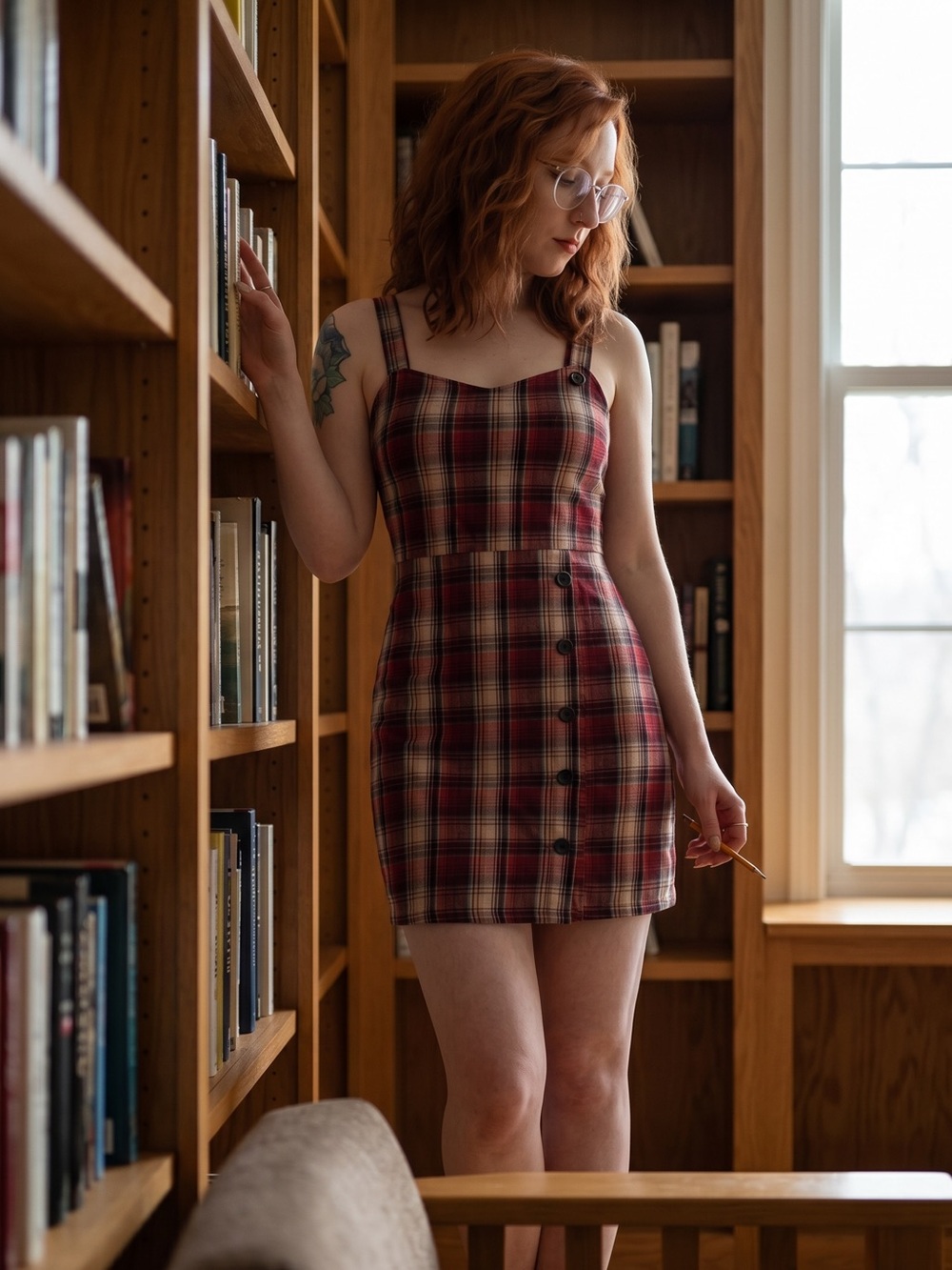 ☀️wild fable • Burgundy/Multicolor Plaid Button-Accent Midi Dress • Women’s Lg